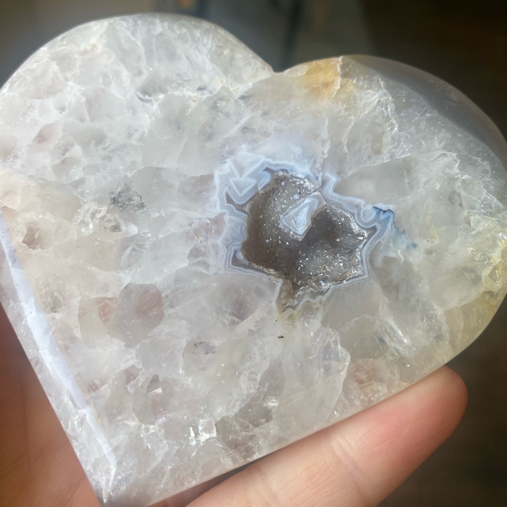 Heart-Shaped Crystal Geode with Druzy